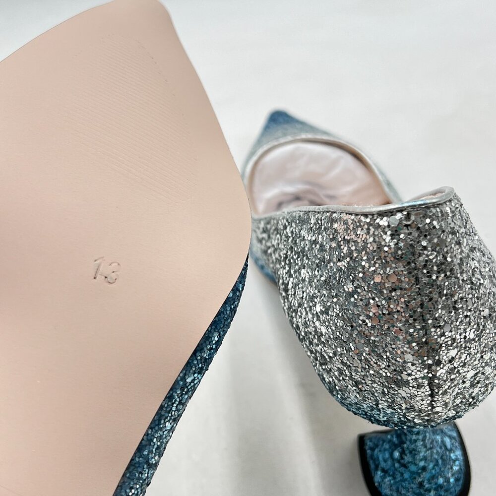 YDN Silver Blue Pointed Toe Slip on Pumps Special High Heel Shoe for Party - Picture 6 of 8